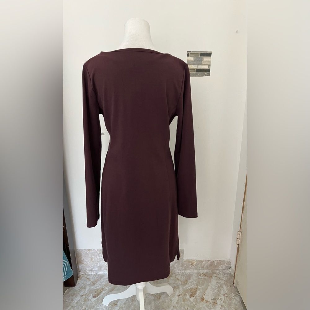 Duluth Trading Women’s Midi Dress Burgundy Long Sleeve Boat Neck Size S - Picture 8 of 16